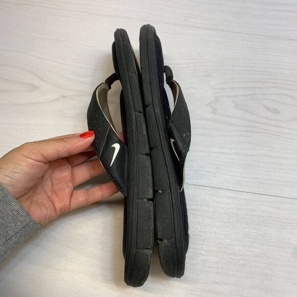 Nike Comfort Footbed Flip Flops Black White Thong Sandals 354925-011 Size 9 - Picture 2 of 8